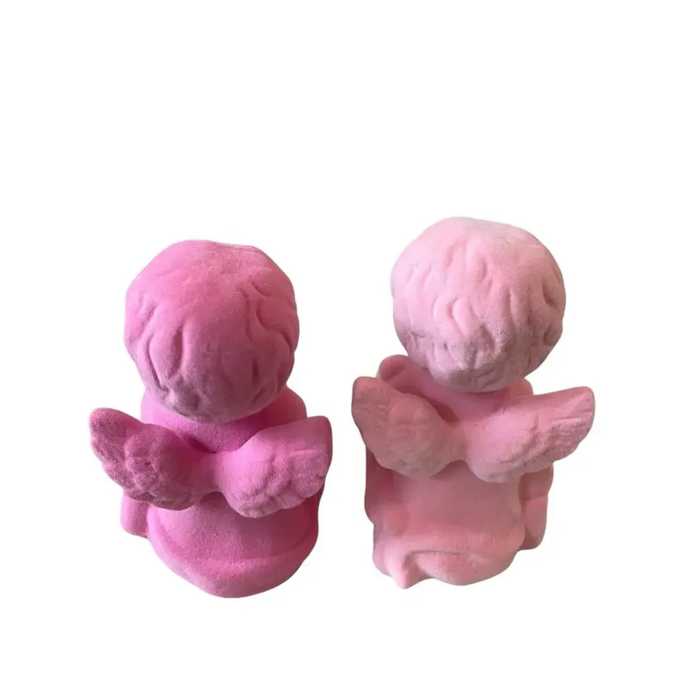 2025 Target Spritz 2pk Pink Flocked Valentines Cupid Cherub Figurines NEW